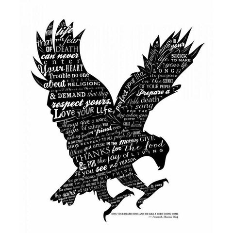 Eagle Black and White Gold Ornate Wood Framed Art Print with Double Matting by Longfellow Designs