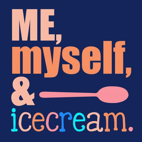 Me, Myself and Ice Cream White Modern Wood Framed Art Print by Designs, Longfellow