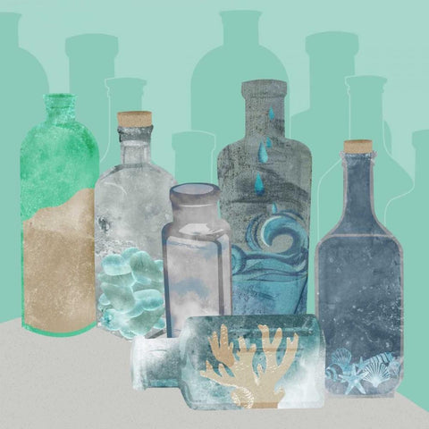 Deconstructed Beach Black Ornate Wood Framed Art Print with Double Matting by Longfellow Designs