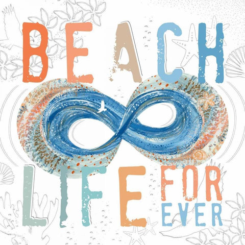 Beach Life White Modern Wood Framed Art Print by Longfellow Designs