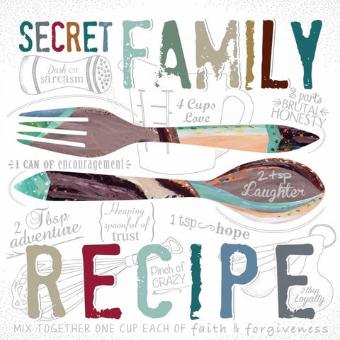 Family Recipe White Modern Wood Framed Art Print with Double Matting by Longfellow Designs