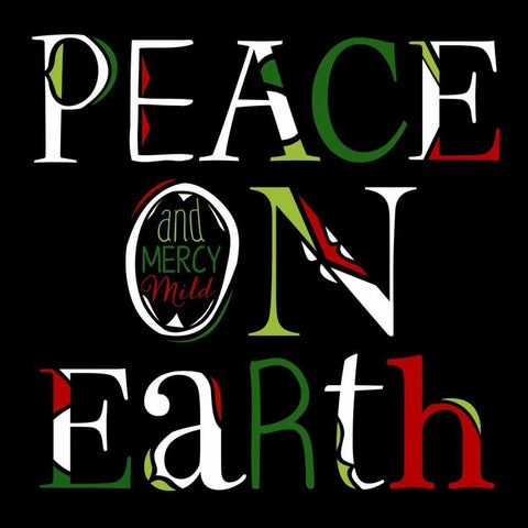 Peace on Earth on Black White Modern Wood Framed Art Print with Double Matting by Longfellow Designs