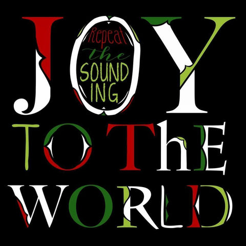 Joy to the World on Black White Modern Wood Framed Art Print with Double Matting by Longfellow Designs