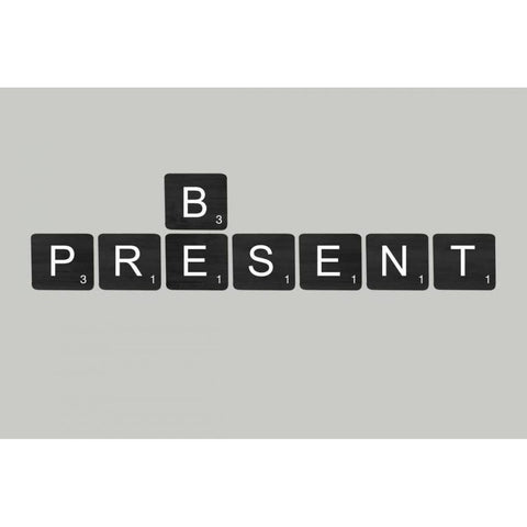 Be Present Black Gold Ornate Wood Framed Art Print with Double Matting by Longfellow Designs