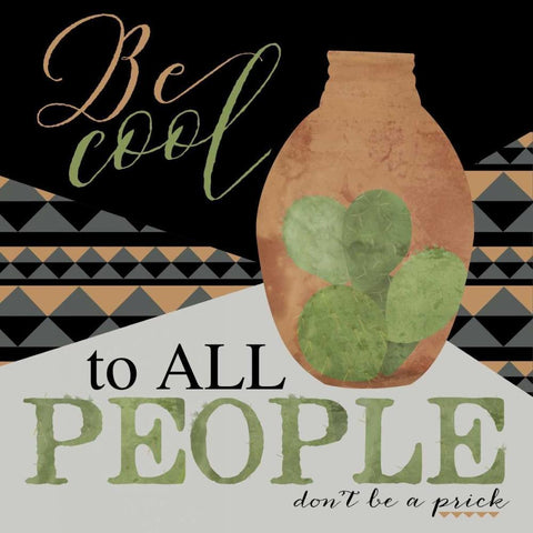 Be Cool Cactus Black Modern Wood Framed Art Print with Double Matting by Longfellow Designs