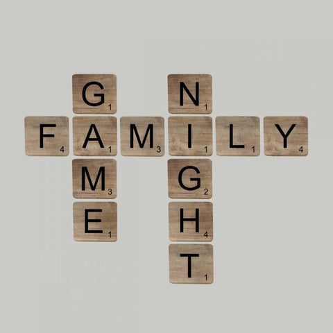 Game Night Black Modern Wood Framed Art Print with Double Matting by Longfellow Designs