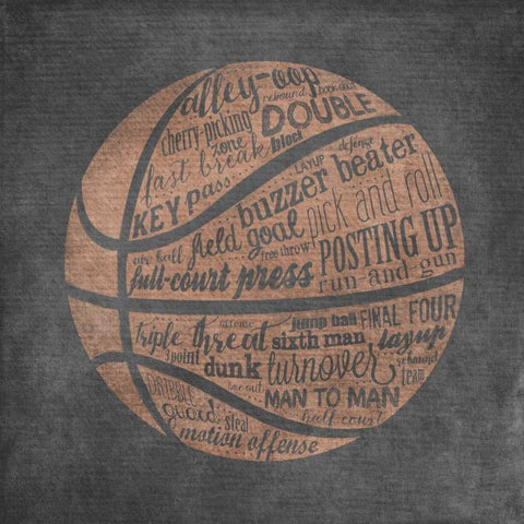 Basketball Terms Black Modern Wood Framed Art Print with Double Matting by Longfellow Designs