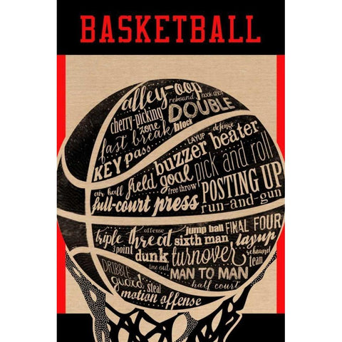 Basketball White Modern Wood Framed Art Print by Longfellow Designs