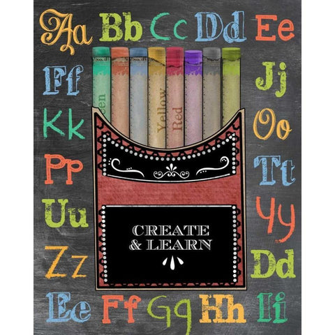 Crayons Gold Ornate Wood Framed Art Print with Double Matting by Longfellow Designs