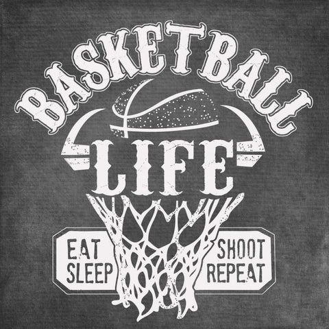 Basketball Life White Modern Wood Framed Art Print by Longfellow Designs