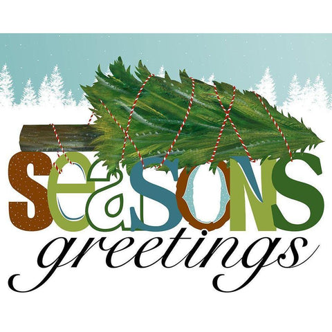 Seasons Greetings White Modern Wood Framed Art Print by Longfellow Designs