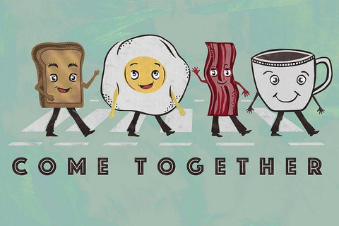 Come Together White Modern Wood Framed Art Print with Double Matting by Longfellow Designs