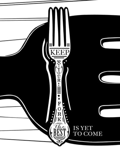 Keep Your Fork Black Ornate Wood Framed Art Print with Double Matting by Longfellow Designs