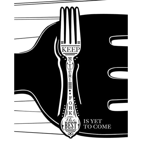 Keep Your Fork Black Modern Wood Framed Art Print by Longfellow Designs