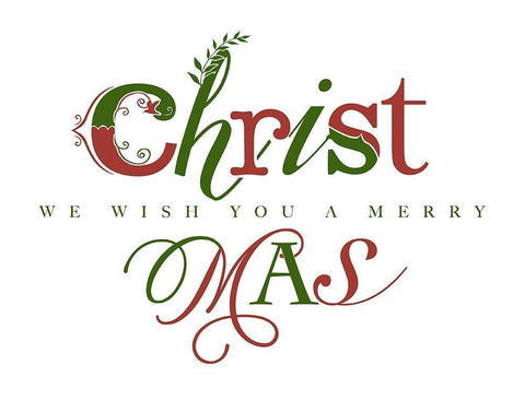 Red and Green Merry Christmas Black Ornate Wood Framed Art Print with Double Matting by Longfellow Designs