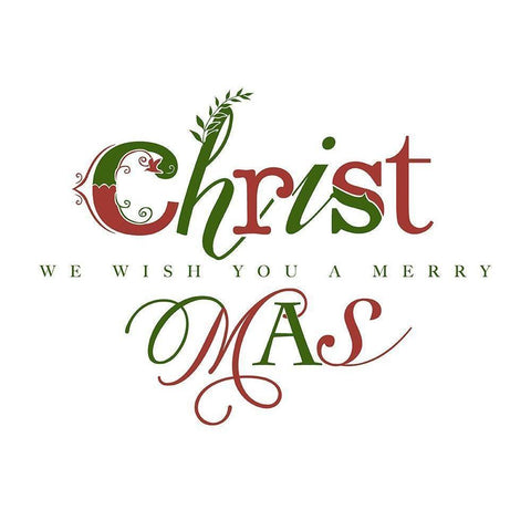 Red and Green Merry Christmas Gold Ornate Wood Framed Art Print with Double Matting by Longfellow Designs