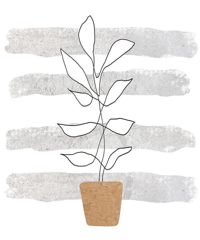 Scandi Plant White Modern Wood Framed Art Print with Double Matting by Longfellow Designs