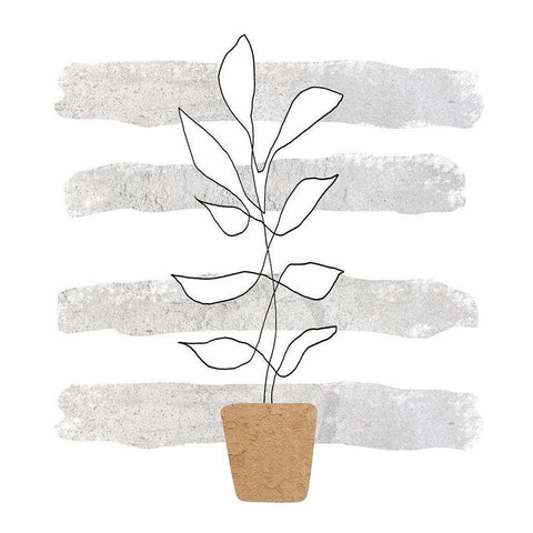 Scandi Plant Black Modern Wood Framed Art Print by Longfellow Designs
