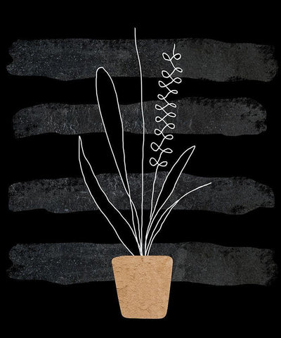 Scandi Plant II Black Ornate Wood Framed Art Print with Double Matting by Longfellow Designs