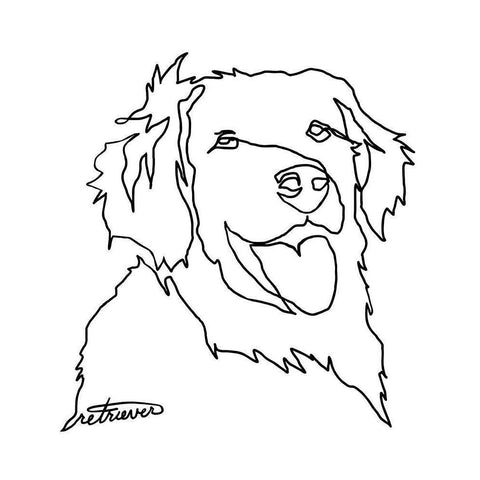 Retriever Black Modern Wood Framed Art Print by Longfellow Designs