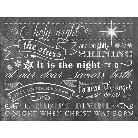 O Holy Night Black Modern Wood Framed Art Print with Double Matting by Longfellow Designs