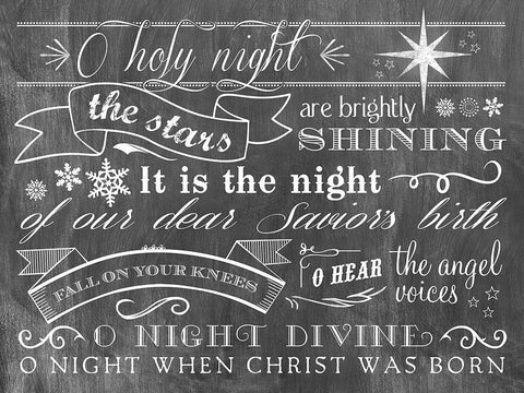 O Holy Night Black Ornate Wood Framed Art Print with Double Matting by Longfellow Designs