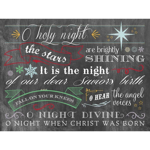 O Holy Night - Color Black Modern Wood Framed Art Print with Double Matting by Longfellow Designs