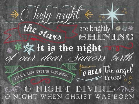 O Holy Night - Color Black Ornate Wood Framed Art Print with Double Matting by Longfellow Designs