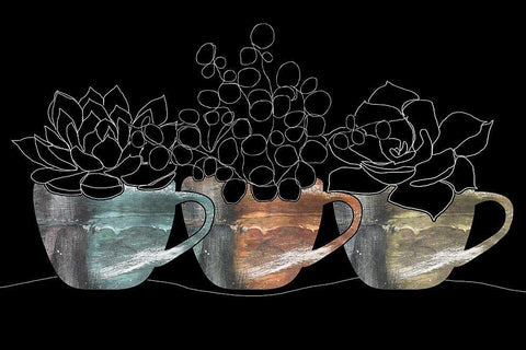 Succulent Series White Modern Wood Framed Art Print with Double Matting by Longfellow Designs