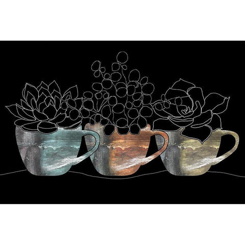 Succulent Series Black Modern Wood Framed Art Print with Double Matting by Longfellow Designs