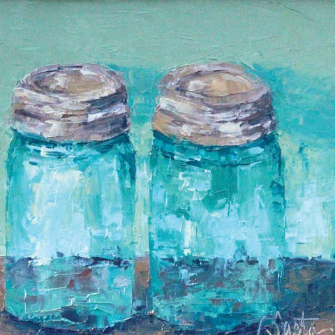 Two Jars Black Modern Wood Framed Art Print by Saeta, Leslie