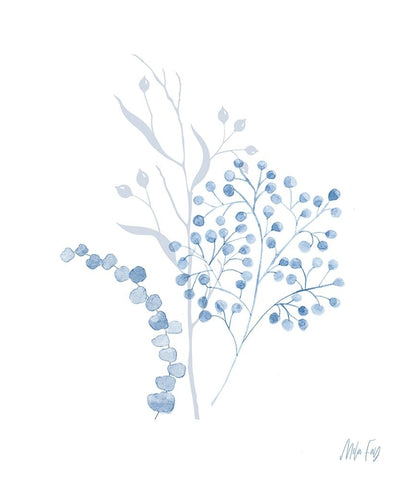 Branches II White Modern Wood Framed Art Print with Double Matting by Fay, Mela