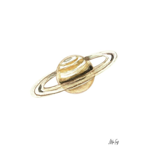 Saturn White Modern Wood Framed Art Print by Fay, Mela