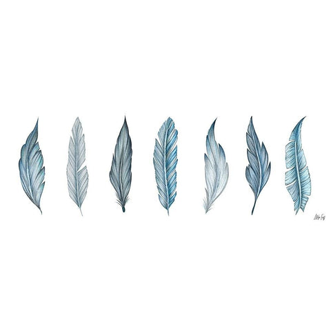 Teal Feathers Black Modern Wood Framed Art Print with Double Matting by Fay, Mela