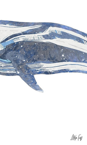 Whale II White Modern Wood Framed Art Print with Double Matting by Fay, Mela