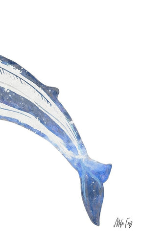 Whale III White Modern Wood Framed Art Print with Double Matting by Fay, Mela