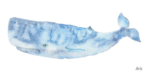 Whale White Modern Wood Framed Art Print with Double Matting by Fay, Mela