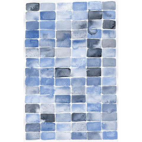 Blue Abstract White Modern Wood Framed Art Print by Fay, Mela
