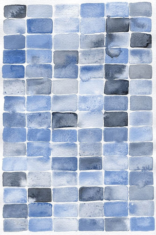 Blue Abstract White Modern Wood Framed Art Print with Double Matting by Fay, Mela