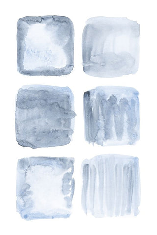 Blue Abstract IV White Modern Wood Framed Art Print with Double Matting by Fay, Mela