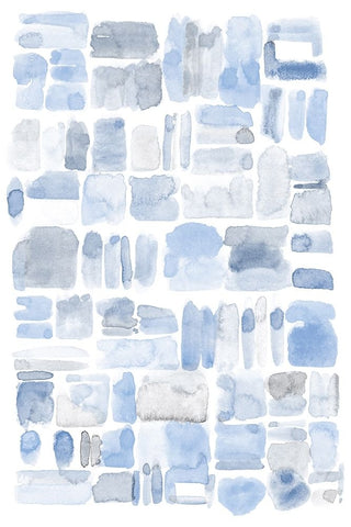 Blue Abstract V White Modern Wood Framed Art Print with Double Matting by Fay, Mela