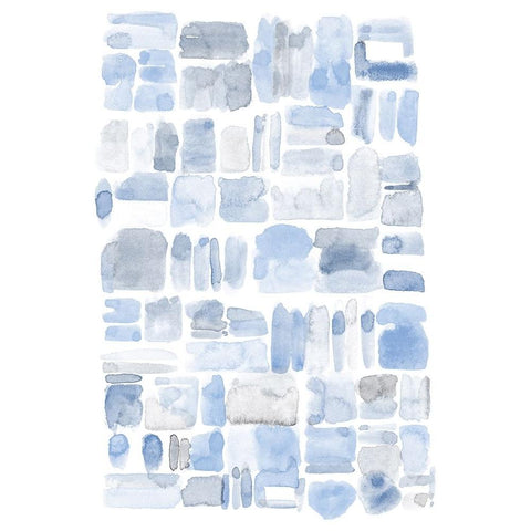 Blue Abstract V White Modern Wood Framed Art Print by Fay, Mela