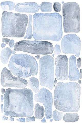 Blue Abstract VI Black Ornate Wood Framed Art Print with Double Matting by Fay, Mela