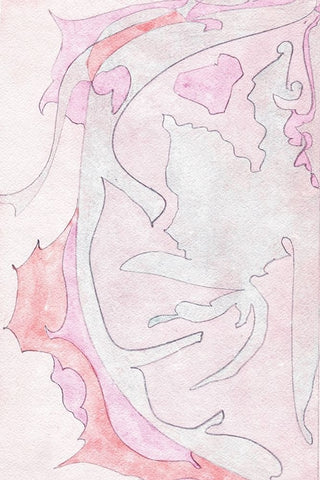 Pink Abstract I White Modern Wood Framed Art Print with Double Matting by Fay, Mela