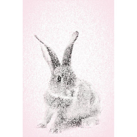 Pink Bunny I Black Modern Wood Framed Art Print with Double Matting by Fay, Mela