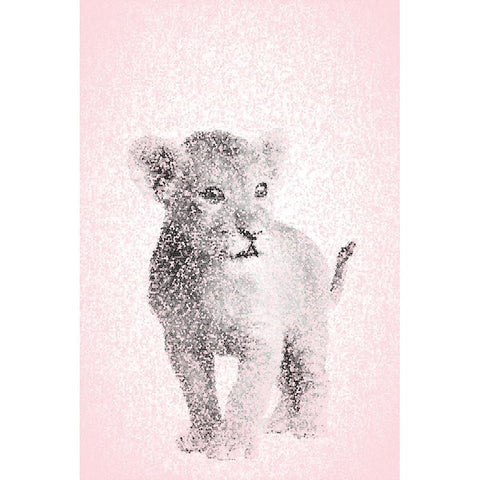 Pink Lion Cub Gold Ornate Wood Framed Art Print with Double Matting by Fay, Mela