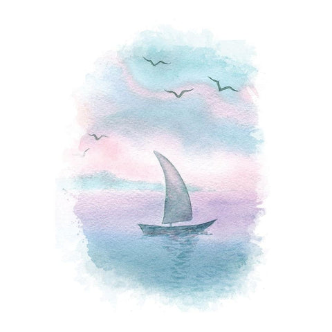 Sailboat Landscape I Black Modern Wood Framed Art Print by Fay, Mela