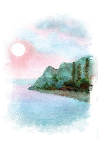 Sailboat Landscape II White Modern Wood Framed Art Print with Double Matting by Fay, Mela