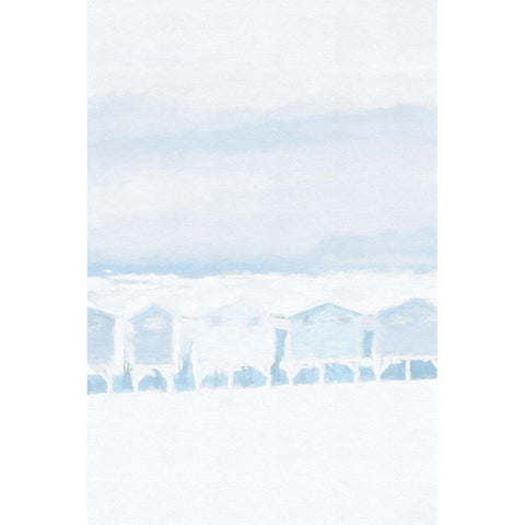Blue Coastal Shacks II Black Modern Wood Framed Art Print with Double Matting by Fay, Mela