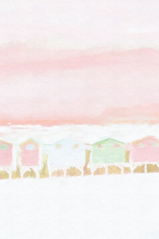 Pink Coastal Shacks II Black Ornate Wood Framed Art Print with Double Matting by Fay, Mela
